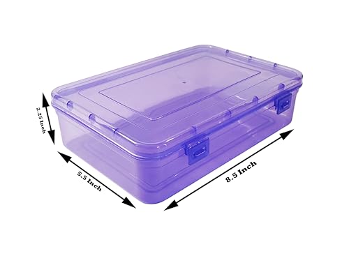 Image of Feliz Purple Coloured Plastic Large Storage Box Size 11.5x7.5x2.75 inches and Size 8.5x5.5x2.25 inches (1+1) Set of 2