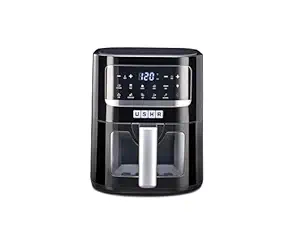 Usha iChef Smart Air Fryer 4.5L,10 in 1 Functions| 10 Preset Menu|Digital Display & Touch Panel |Transparent Window| Illuminated Chamber|Turbo Air Circulation|Oil Free Cooking|Auto Pause/Start (Black)