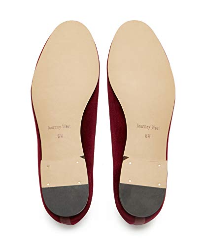 Image of Journey West Women's Velvet Loafer Flat with Embroidery Velvet Slippers