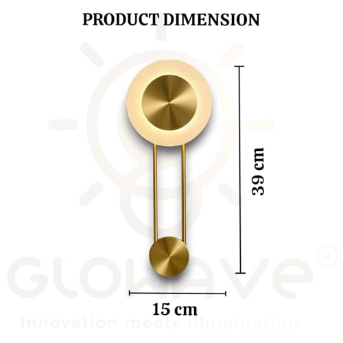 Image of Glowave Modern Golden Oblong LED Long Tube Wall Light for Bedroom Bedside Living Romm Hallway - Tricolour | Warm White, White, Natural White | (Golden 916)