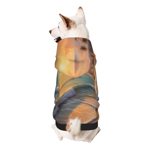 Hello Summer Beach Printed Dog Hoodie Cute Dog Clothes,Suitable for Medium and Small Dogs,Dog Clothes Cold Weather Coats -  QASDFGHR