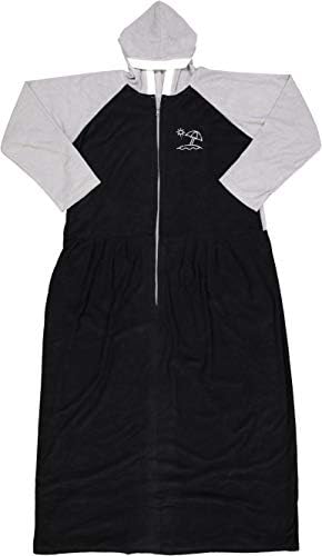 Abstract Womens and Girls Bathrobe - Cloth Cotton Hooded Zipper Bath Robe - BRW-BLK-M