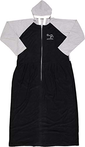 Abstract Womens And Girls Bathrobe - Cloth Cotton Hooded Zipper Bath Robe - Brw-Blk-M #TOP4