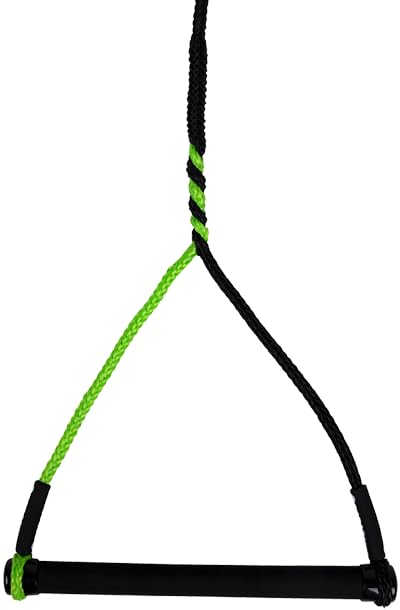 Radar Vapor Custom Waterski Rope, 13 in. Handle 1.0 in. Diam., Black/Volt Green