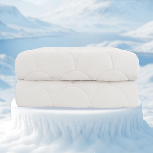 SUVAMJAM Trapunta rinfrescante estiva in tencel Lyocell, leggero, setoso, lavabile in lavatrice, rimane fresco tutta la notte (celeste, 178 x 152 cm) (crema, matrimoniale (178 x 152 cm)