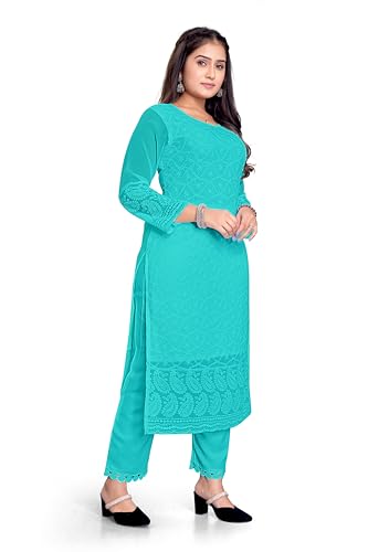 Image of IMPEX Women's Georgette Chikankari Embroidery
