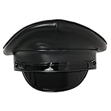 Material: PU Leder Unisex Steampunk Militärischer Offiziers Pilot Mütze mit Brille Armee Hut Uniform Kappe Halloween Karneval Mottoparty Kostüm für Erwachsene (61cm/24.02 Inches, Style-1)