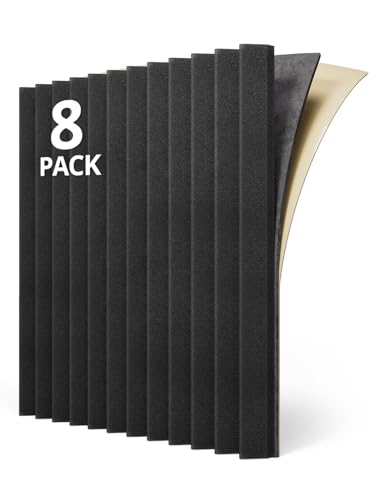 Image of Kuchoow Sound Proof Foam Panels for Walls Dampening and Absorbing Soundproof Acoustic Tiles, 8 Pack Self Adhesive Noise Damping & Cancelling Room Decor for Studio Recording Home Door, 12 x 12 x 1 Inch