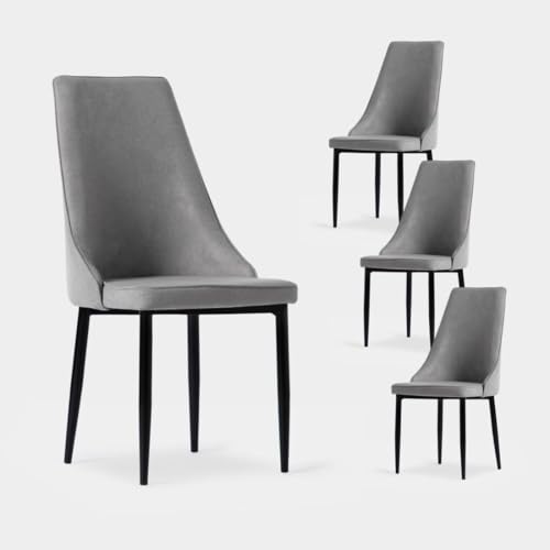 KLAST Pack 4 sillas de Comedor tapizadas Gris con Pata Negra