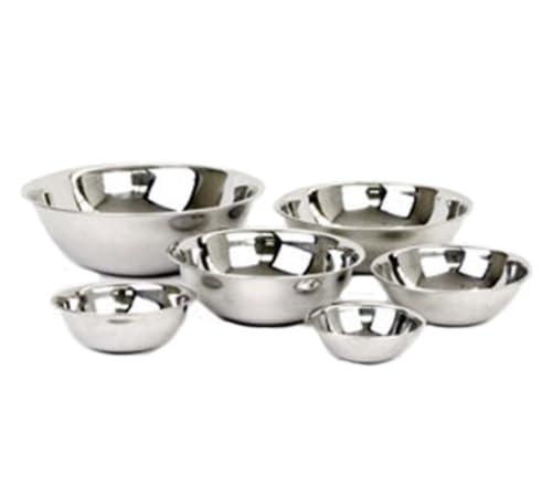 FSE SLMB207 Mixing Bowl, 13 Quart, Curved Lip, Flat Bottom, Heavy Duty, 22 Gauge/0.8mm Stainless Steel, Mirror Finish