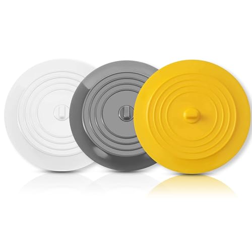 Tapón de Drenaje de Silicona - 15CM -✮GARANTÍA DE por Vida✮- Ventosa Flexible, Tapa Universal Impermeable - Fregadero de Cocina de Acero Inoxidable, Bañera, Inodoro (Blanco/Gris/Amarillo)