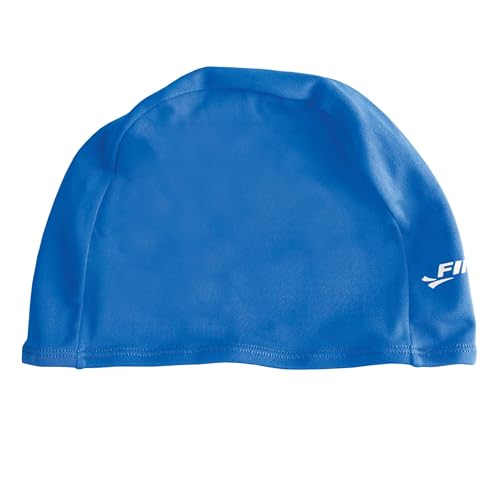 FINIS Spandex Swim Cap for Men/Women - Soft Stretch Fit - Gentle on Hair - Snug, Comfortable - One Size Fits Most - Blue