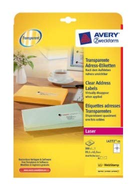 Étiquette à imprimer Avery L4772-25 transparente autocollante laser