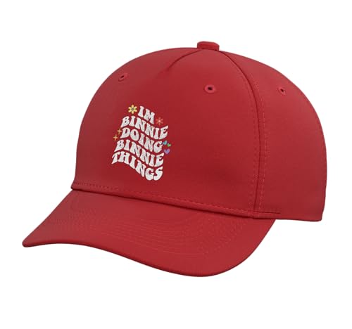Retro Groovy Im Binnie Doing Binnie Things Funny Mother's Adjustable Printed Baseball Hat, Red