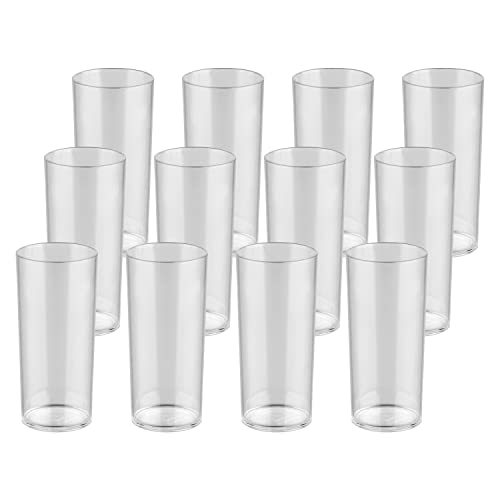 Premium Quality Plastic Drinking 8.1-Ounce Glasses, Clear, Unbreakable Polycarbonate Highball Tumblers For Water, Juice, Cocktails, Dishwasher Safe, Tall For Indoor Outdoor Use, Reusable (Set Of 12) #TOP4