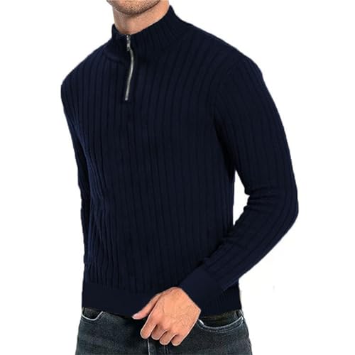 Pull en tricot pour homme avec col montant élégant et manches longues en maille douce