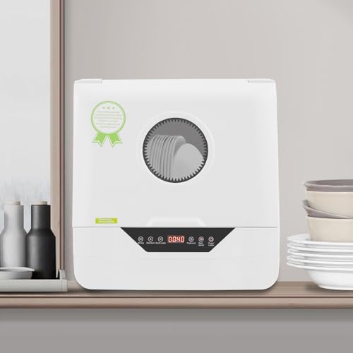 Image of Portable Countertop Dishwasher, 800W Mini Dishwasher 15.24x14.69x15.43in Dish Washing Machine with 4 Functions, 55dB Ultra-Quiet for Small-Sized Houses (White-4)