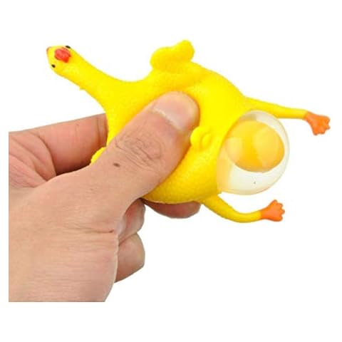 TOSSPER 1 Pcs Novelty Halloween Funny Gadgets Toys Vent Chicken Egg Laying Hens Crowded Stress Ball Keychain Kids Toys Cover
