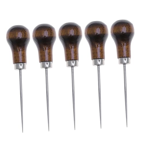 DIYEAH Leather Sewing Tools 5 Pack of Wooden Scratch Awls for DIY Craft Projects