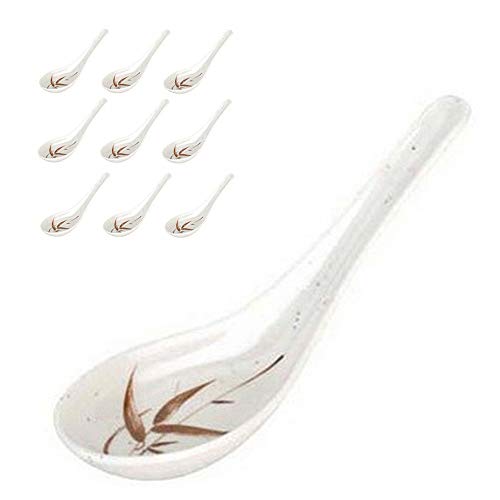 JapanBargain 2398x12 Set of 12 Asian Japanese Chinese Wonton Soba Rice Pho Ramen Noodle Soup Spoons Beige