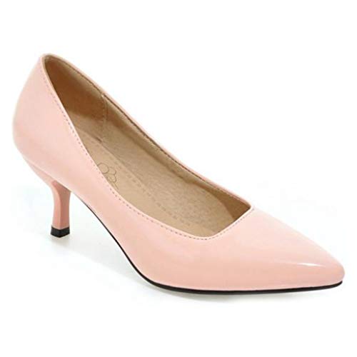 MIOKE Women's Pointed Toe Comfort Low Kitten Heels Pumps Fashion Sweet Bowknot Slip On Party Dress Shoes