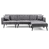 Oyerol Mid-Century Sectional Sofa Bed Convertible Sofa Bed Sleeper, L-Shaped Reversible Sectional...