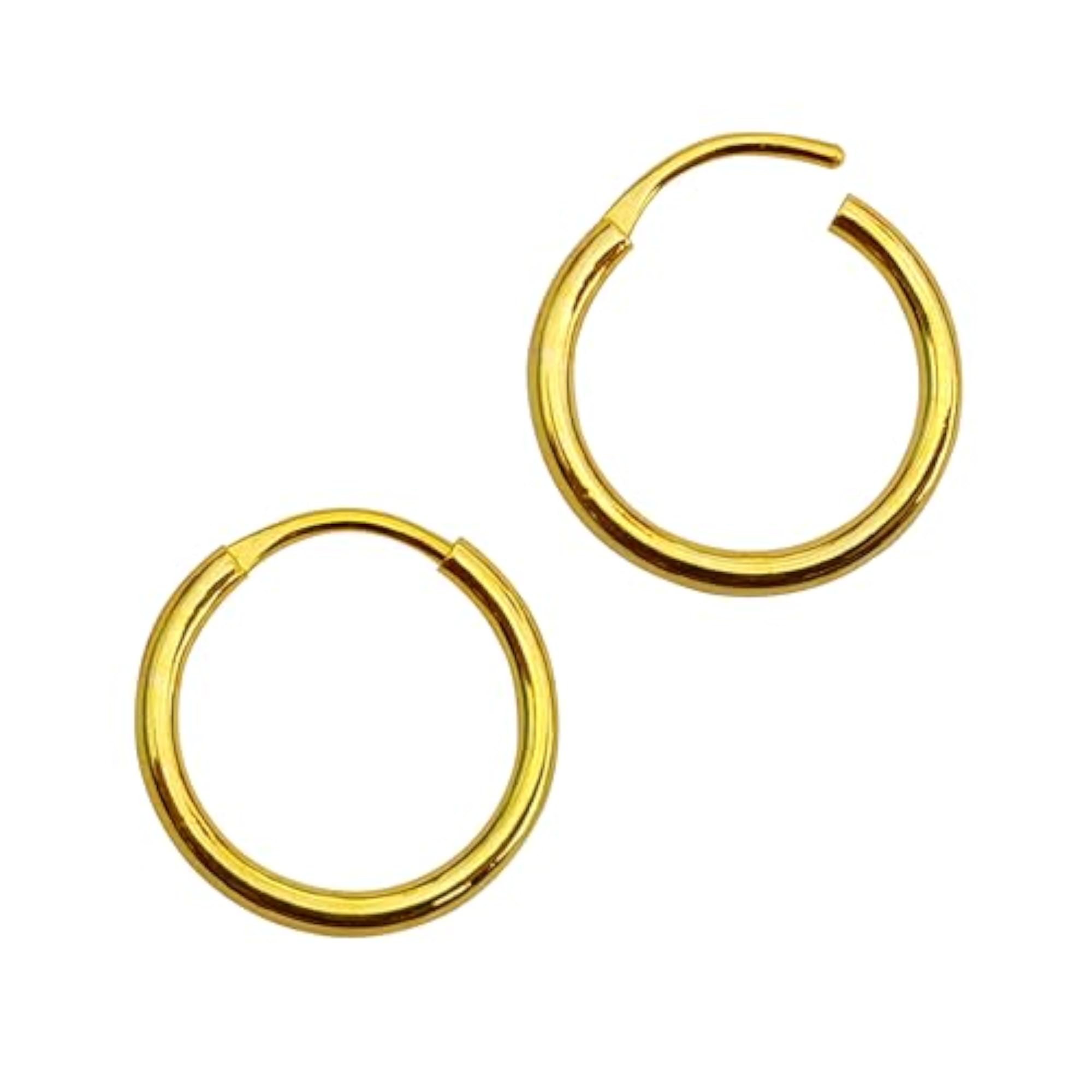 Women's 925 Sterling Silver Gold Plated Hoop Bali Earrings
