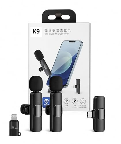 Image of Dual Channel Wireless Microphone for Smartphone | Noise Cancellation Clip Mic with Receiver for Interviews, Vlogging, YouTube, Reels & Live Streaming (K9-Mic)