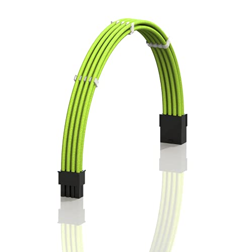 Image of LINKUP - PCI-E 8 (6+2) P GPU PSU Power Supply Braided Sleeved Custom Mod PC Extension Cable w /Combs┃Strong & Stiff Design┃Single Pack┃50CM 500MM - Green