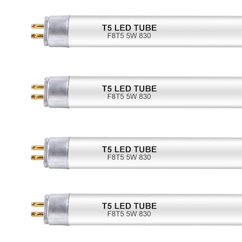 Wesome Lighting 12 Inch F8T5/WW LED Replacement Bulbs 3000K Warm White T5 LED 5 Watts Replace Fluorescent Bulb with LED Replacement Tube for Counter and Cabinet Fixture 4 Pack