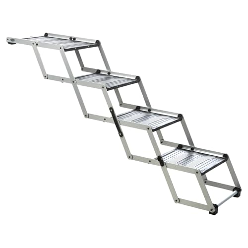 Trixie Haustiertreppe, zusammenklappbar, 4 Stufen, leicht, Aluminium, tragbare Treppe, Haustiertreppe