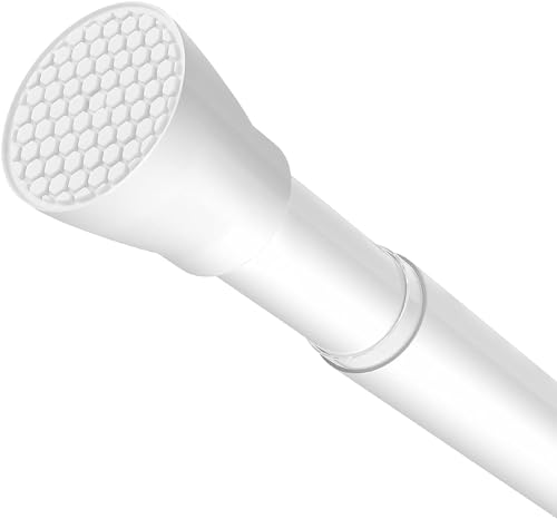 Shower Curtain Rod White Tension Rod 45 to 77 Inch Spring Curtain Shower rod Non Slip 1pcs for Windows No Drilling Adjustable Tension Rods of Curtain Window Closet Kitchen
