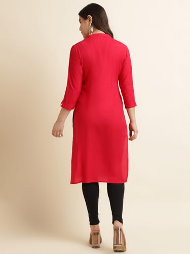 Image of Fabclub Women's Rayon Solid Plain Straight Kurti
