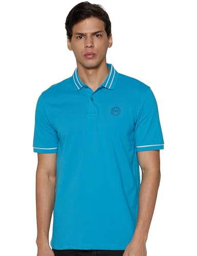 Image of Peter England Men's Regular Fit Insignia Half Sleeve Polo T-Shirt | Cotton Rich | Premium Pique Weave