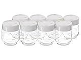 Euro Cuisine Glass Jars for Yogurt Maker with Date Indicator Lids, Clear, 6 Ounce, Set of 8 6oz Glass Jars, Ideal for Yogurt, Parfaits, & More - Clear, Multipurpose Yogurt Containers