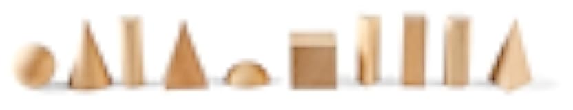 Wood Geometric Solid Blocks, 3D Shapes (Set of 10)