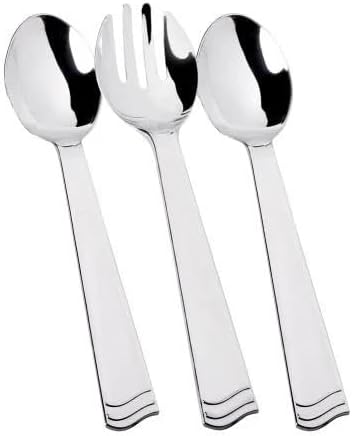 Polished Silver Plastic Salad Serving Set – Elegant Disposable Serving Utensil for Parties, Weddings, Birthdays, Anniversaries, and Special Events (36)