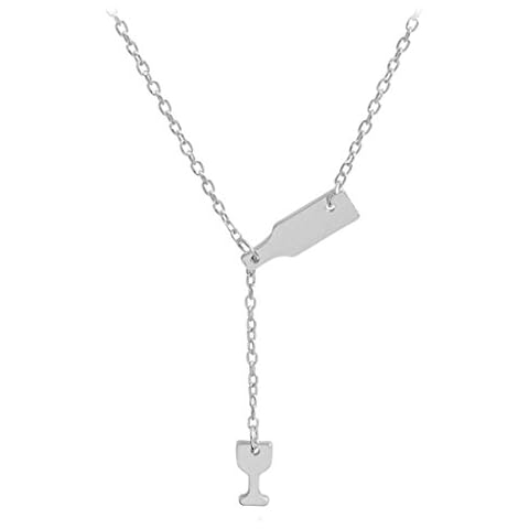 Yingwei VWH Red Wine Bottle Pendant Necklace Long Sweater Chain Wine Glass Dangle Necklace Clavicle Chain(Silver) Cover