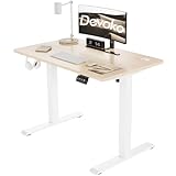 Devoko Escritorio elevable eléctrico 100 x 60cm,Escritorio Regulable en Altura con Gancho, 71-119 cm, 2 Opciones de Memoria Inteligente, Adecuado para estudiar y Trabajar（Beige）