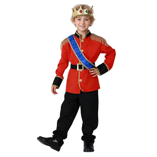 Genérico Disfraz Medieval Niño Conjunto De Rey Con Capa Y Cetro Para Niños De 3 A 13 Años Disfraz Elegante Para Fiestas Carnaval Muy Original Y Calidad