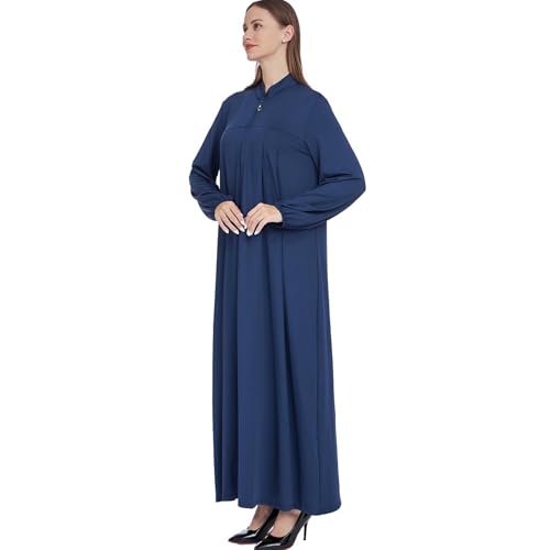Women Muslim Casual Dress Islamic Maxi Robe Chest Zipper Abaya 1PC Soft Muslim Abaya Eid Kaftan Robe Classic Dress - Image 6
