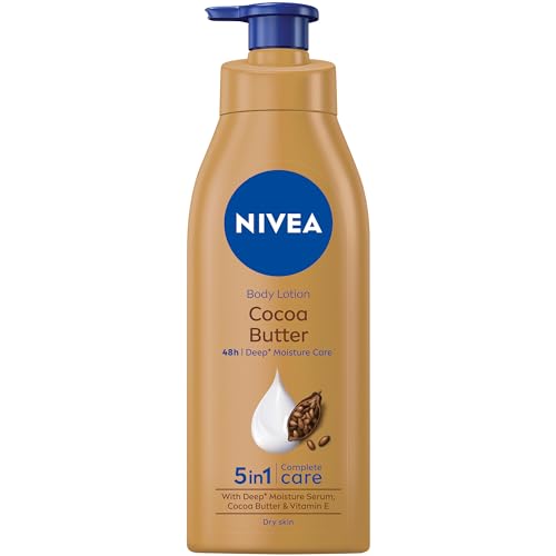 NIVEA Body Lotion for Dry Skin, Cocoa Butter with Pure Hyaluron, 48H Deep Moisture, 2x400ml