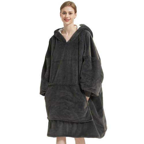 Lanqinglv Tragbare Decken Hoodie Plüsch Flauschige Sherpa TV-Decke mit...