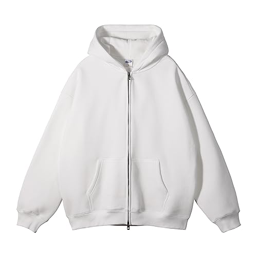 VFIVE UNFOUR Solid Color Zip Up Hoodies Men Winter Cotton Hooded Jacket Fashion Outwear Coat