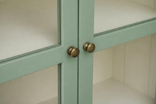 Image of Archies 2 Door Display Cabinet Crockery Cabinet Wooden Multipurpose Cabinet Olive Green and Off White 80 x 40 x 160 cm