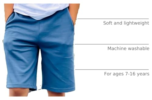 Image of BIG ELEPHANT Boys Cotton Athletic Shorts with Zipper Pockets & Drawstring