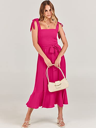 Image of ANRABESS Women's Square Neck Ruffle Split Midi Elegant Formal Wedding Guest Cocktail Bridesmaid Graduation Party Dresses