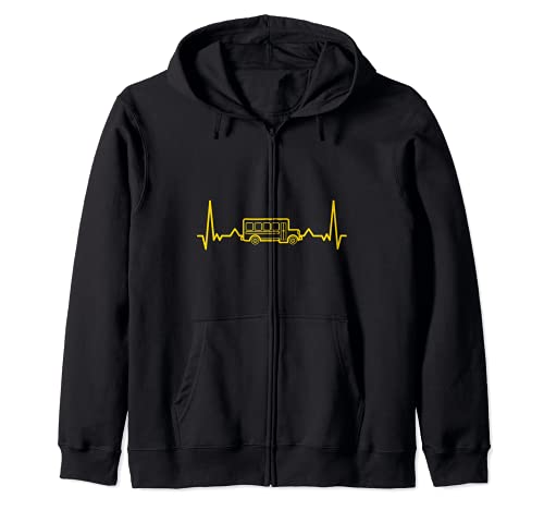 School Bus Driver Heartbeat - EKG Puls Line Bus Driver Sudadera con Capucha