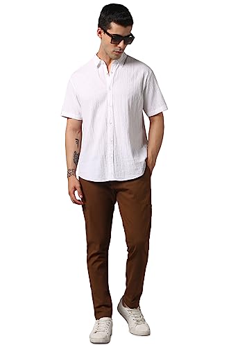 Image of Hubberholme Men's Tapered Fit Cotton Trousers, Ankle Length Elastic & Drawstring Waist Chinos