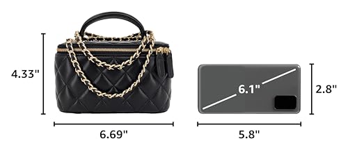 Image of M-ioi-M Small Genuine Leather Purse Quilted Crossbody Bag for Women, Mini Top-Handle Shoulder Handbag w /Gold Chain Strap